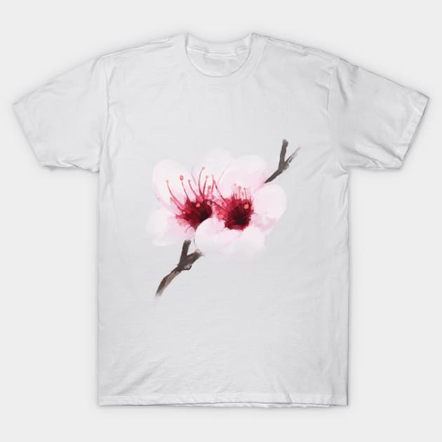 Watercolor Cherry Blossom T-Shirt by MadCanvas